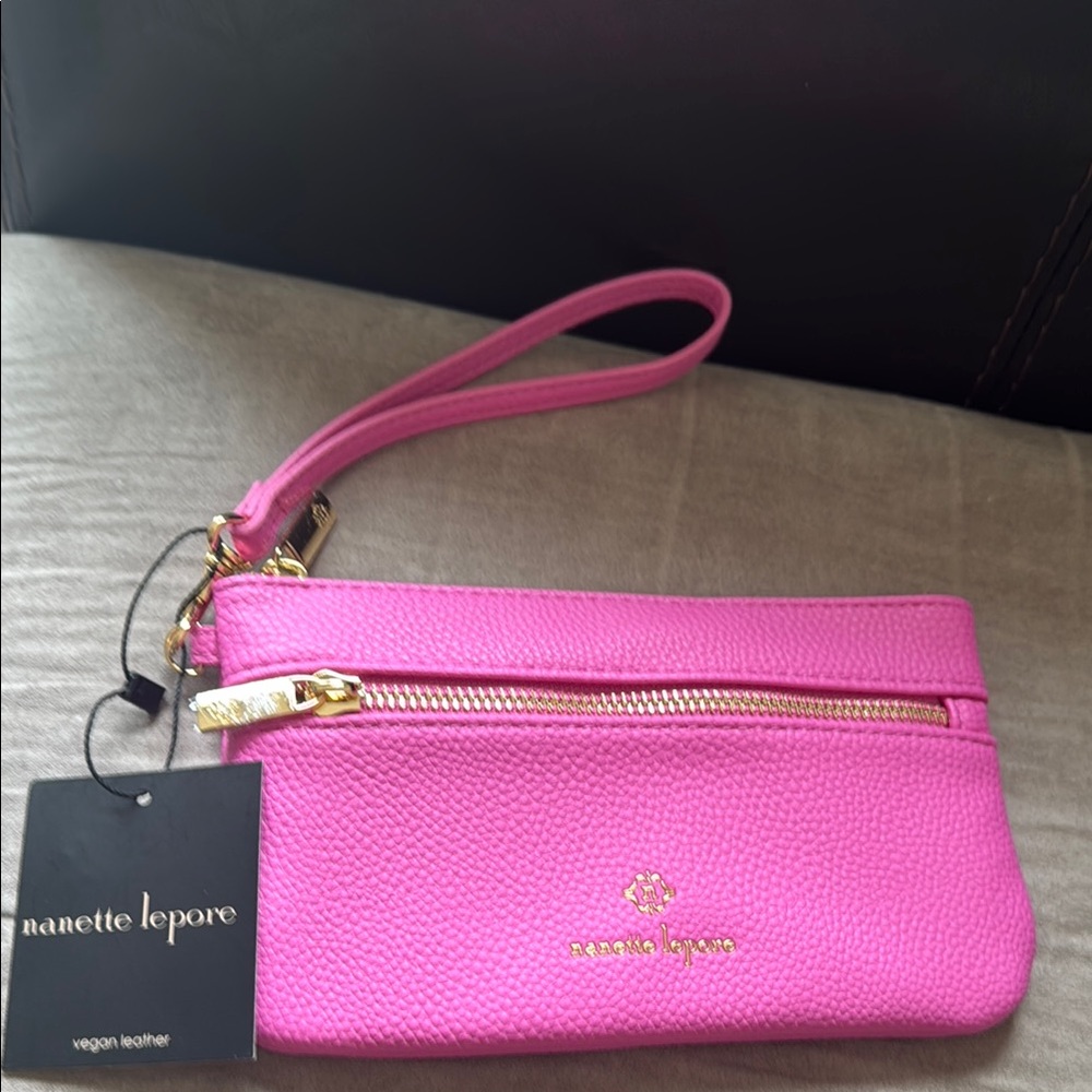 Nanette Lepore Pink Vegan Leather Wristlet